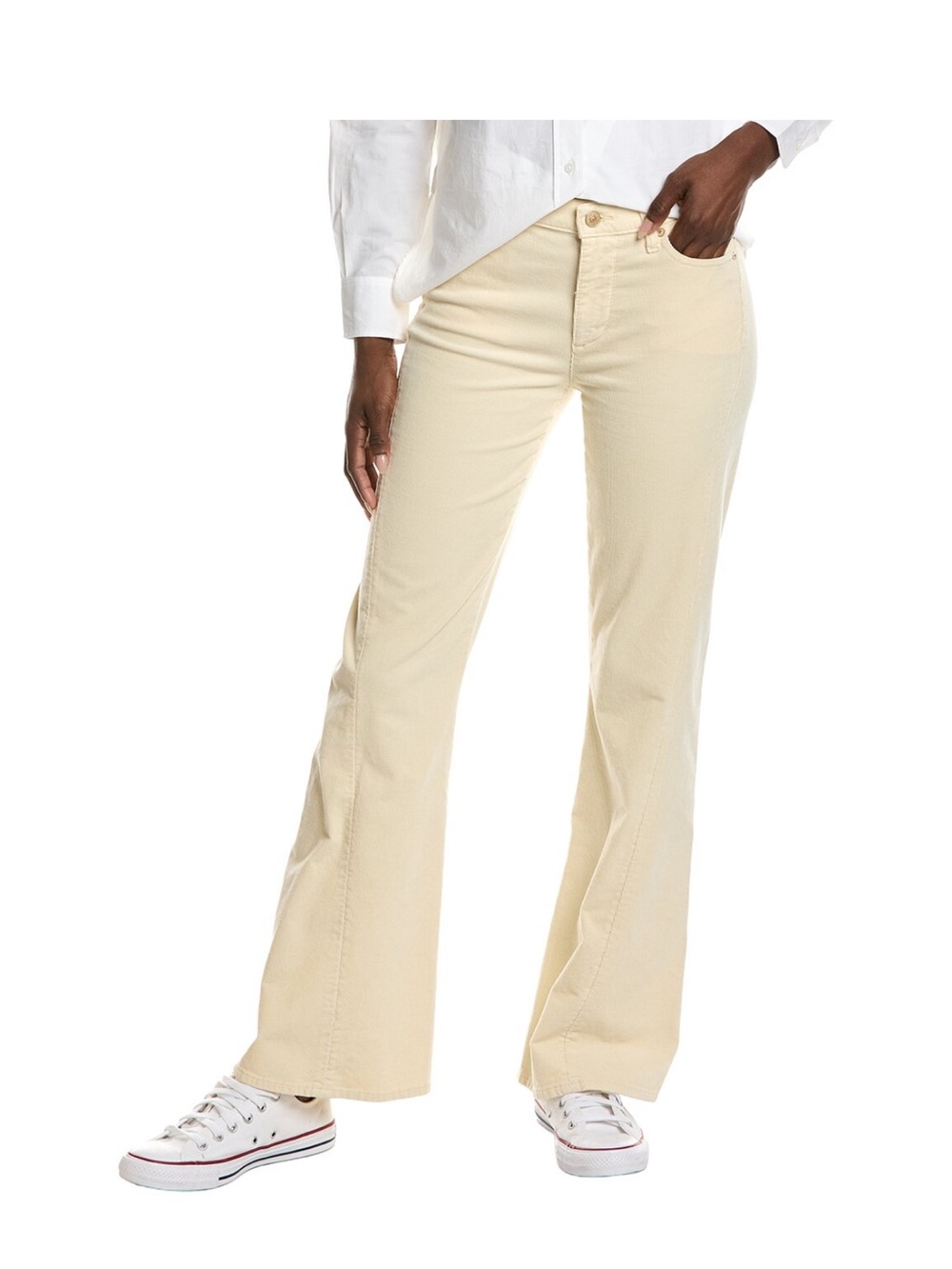 7 For All Mankind Dojo Tailorless Cream Corduroy Flare Pants NWT 29